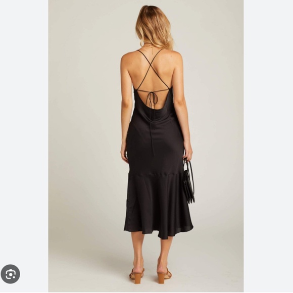 NWT The Line by K black midi Slip dress / backless XS - Picture 4 of 9